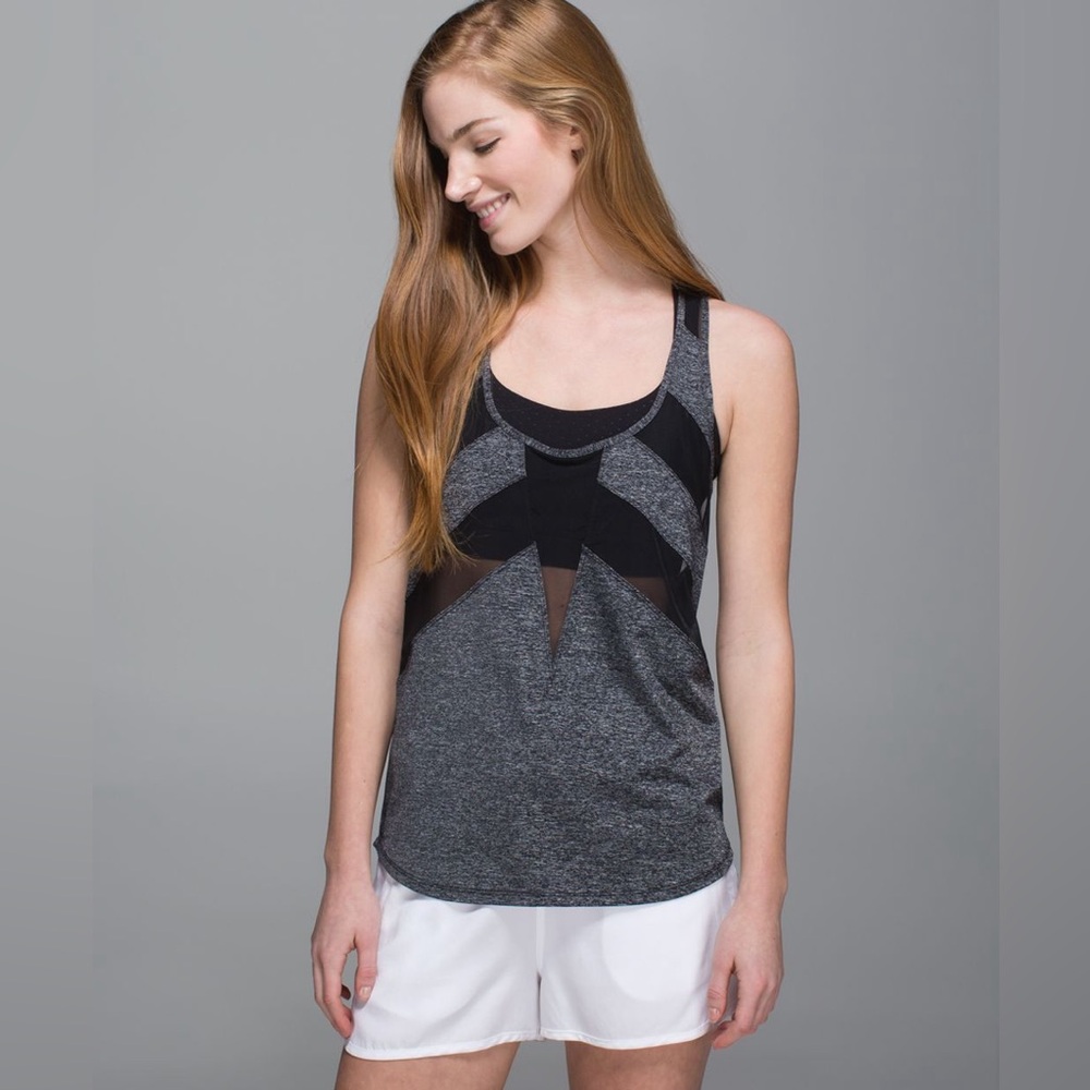 Lululemon if you’re lucky tank heathered black estimated size 4 EUC